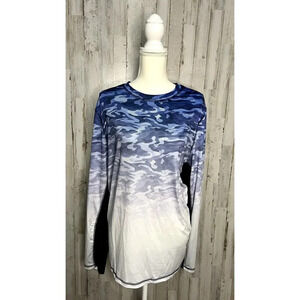 Ocean + Coast Men's Blue Camo Long Sleeve‎ Performance T-Shirt Size Large